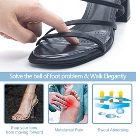 Ball of Foot Cushions, High Heel Inserts for Women, Metatarsal Pads, Anti-Sliding Pads for Open Toe Shoes, Reduce Foot Slip 3-Pair (Clear)