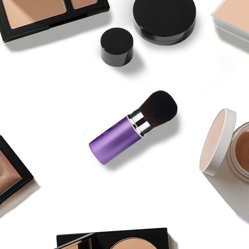 Xinpinzhou Purple Retractable Makeup Brush, Retractable Blush Blusher Face Powder