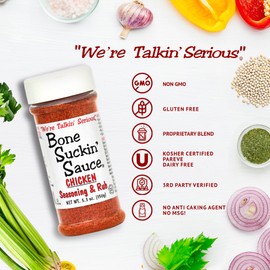 Bone Suckin' Sauce Chicken Seasoning & Rub with Garlic & Sage, Perfect for Chicken, Turkey, Other Poultry, Fish - Brown Sugar, Garlic, Onion, Spices - Non-GMO, Gluten-Free