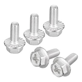sourcing map Pack of 30 Phillips Hexagonal Flange Bolts M4 x 10 mm 304 Stainless Steel Hexagonal Head Machine Bolts