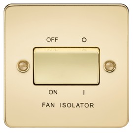 Knightsbridge FPAV1100PB Flat Plate 10A 3 Pole Fan Isolator Switch-Polished Brass, 230 V