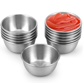 12 Pcs Sauce Cups, 1.8 oz Stainless Steel Sauce Dipping Cups, Reusable Metal Ramekins, Round Small Condiment Cups for Home Kitchen Restaurant Serving Party