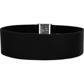 BlackButterfly Classic Retro Waist Belt, Wide and Stretchy Elastic - Black