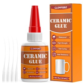 GLOWPOINT Ceramic Glue, 35g Ultra Strong Super Glue for Ceramic, Porcelain, Pottery & China Repair – Waterproof, Heat-Resistant, Safe Adhesive for Mugs, Dishes, Tiles & Crafts