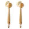 SUBEKYU Dish Brush with Handle, Natural Bamboo Dish Scrubber Brush,