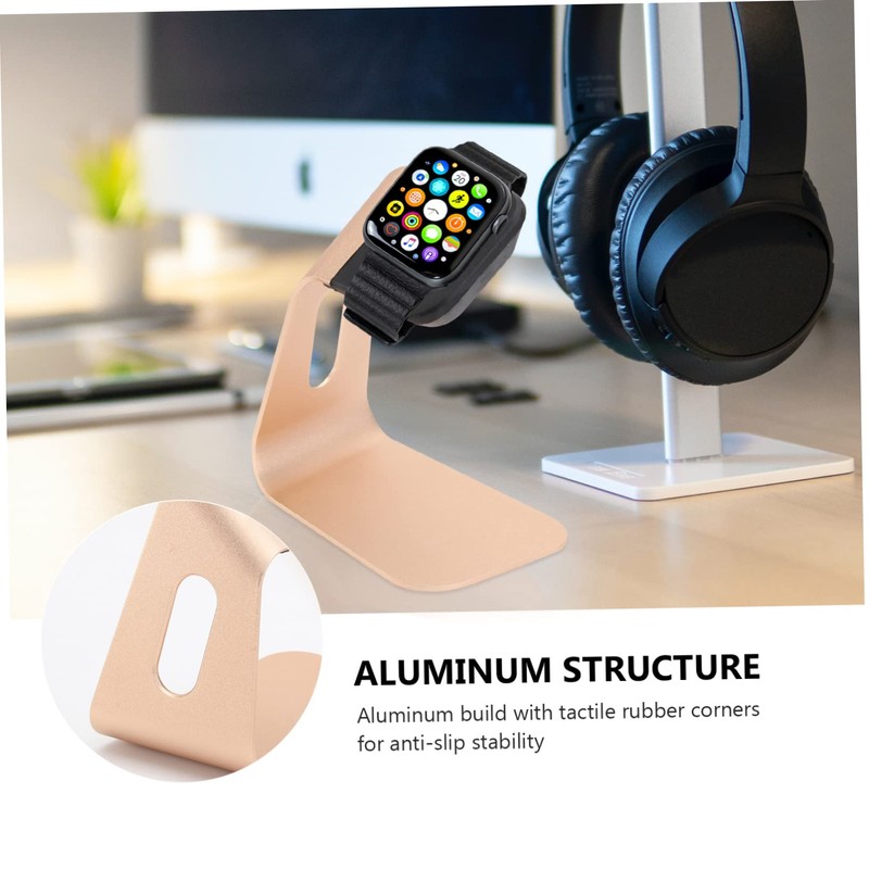jojofuny 2pcs Aluminium Alloy Watch Charging Stand Holder Gold Convenient