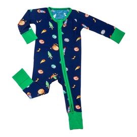 LollyBanks Baby Pajamas, 2-Way Zipper Baby Romper for Boys, 95% Viscose Made from Bamboo and 5% Spandex, Newborn Sleepers 0-3 Months (Space Print)