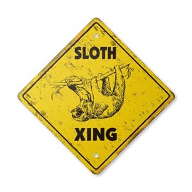 Sloth Vintage Crossing Sign Zone Xing | Indoor/Outdoor Plastic | 12" Tall Rustic Animal Lover Slow slo Poke