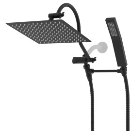 Hibbent All Metal Shower Faucet Set 10"Rainfall Shower Head Combo System with Handheld - Matte Black