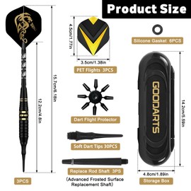 Darts with Plastic Tip, 18 g, 3-Piece Dart Set for Dartboard, Electronic with 30 Soft Dart Tips and Storage Box, Dart Accessories Darts for Electronic Dartboard