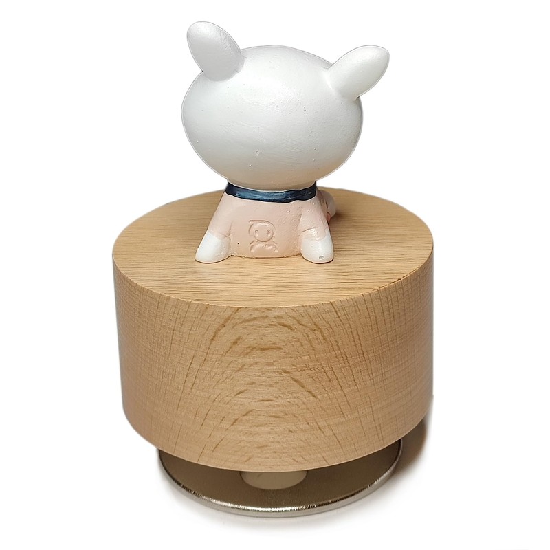 falado Mini Wooden Animal Rotary Music Box with Cute Rabbit
