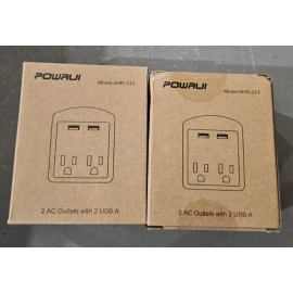 POWRUI NIB POWRUI, AHR-313, USB Wall Charger/2 USB Charging, 2.4A, White - QTY 2