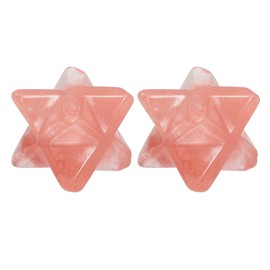 PATIKIL Star Crystals Stone, 2 Pcs Natural Crystal Polished Love Gemstone Rose Quartz Pocket Bulk Set Balancing Meditation Gifts for Mother Women Birthday, Watermelon Red