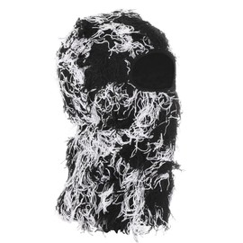 PATIKIL Distressed Balaclava Ski Mask Balaclava Knit Face Mask Windproof Full Face Cover for Women Men Outdoor Sports Black/White
