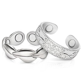 Copper Rings for Women, 99.99% Pure Copper Magnetic Thumb Ring with 3500 Gauss Magnets, Copper Jewelry Gift with Present Box(2 PCS)