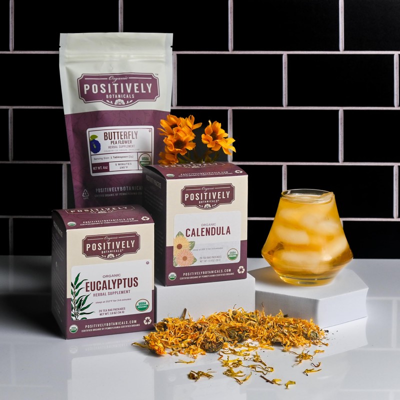 Organic Positively Botanicals Company, Calendula Herbal Tea Bags, 20 Count