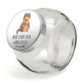 Mr. & Mrs. Panda Personalisiertes Bonbonglas Otter Blumenstrauß L 870ml - Personalisierte Geschenke, Snackdose, Glasbälter, Seeotter, Vorratsdose,
