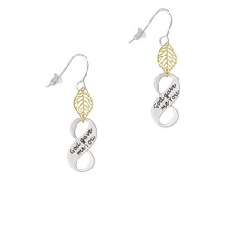Delight Jewelry God Gave Me You Infinity Sign Goldtone Leaf French Earrings