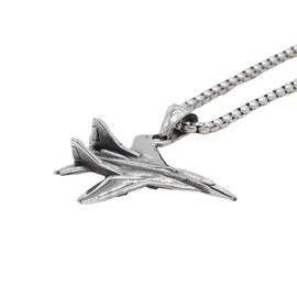 Aeroplane Necklace for Men, Hip Hop Aeroplane Necklace, Vintage Plane Pendant Necklace with 23.6 Inch Chain, Stainless Steel Punk Rock Plane Pendant, Jet Fighter Aeroplane Necklace Jewellery,