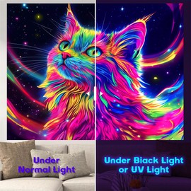 NYZE - Tapiz de gato para recámara, tapiz de pared de música, decoración de fiesta, decoración de habitación que brilla en la oscuridad, tapices de pared, para colgar en la pared, para habitación o