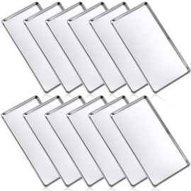 Mimorou 12 Pcs Baking Sheet Stainless Steel Cookie Sheet Small Metal Pans Professional Rectangle Oven Trays Kitchen Baking Cooking Oven and Toaster, Dishwasher Safe (13.5 x 8.4 Inches)