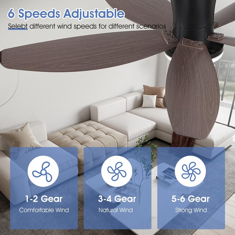 Surtime Ceiling Fans with Lights-42 Low Profile Ceiling Fan with