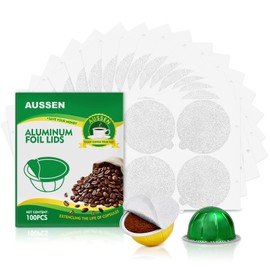 Aluminum Foil Seals Lids For Reusable Nespresso Pods, Compatible with Nespresso Vertuoline Machine, Reuse Coffee Pods Cover Seals 64mm 100pcs