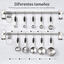 Vasos medidores: U-Taste Juego de vasos y cucharas medidoras de acero inoxidable 18/8 de 10 piezas, mango de grosor mejorado (negro)