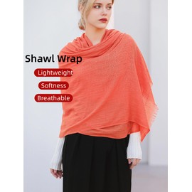 Harewom Lightweight Gauze Linen Feeling Shawl Wraps for Women Beach Summer Scarf for Evening Wedding Dresses Orange