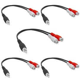 Cmple - [5 Pack] One RCA Mono Male to Two RCA Stereo Female Y-Cable, RCA Plug to 2 x RCA Jack Y-Adapter, RCA Speaker