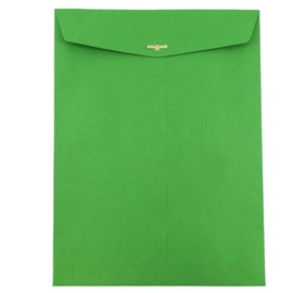 Jam Paper Open End Catalog Colored Envelopes with Clasp Closure, 10-Inch X 13-Inch, Green Recycled, 100/Pack (87519)