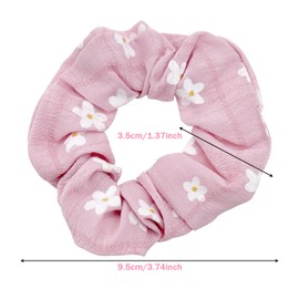14PCS Daisy Flower Soft Hair Scrunchies,Colorful Hair Ponytail Holders Flower Hair Bands Hair Accessories for Girls Women Thick Curly Hair