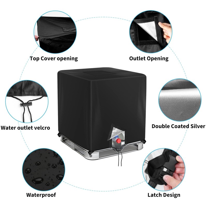 330 Gallon IBC Tote Cover Barlic 420D With Zipper for