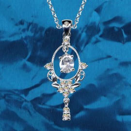 Art Nouveau Art Nouveau Youth Style Necklace Silver Chain + Silver Pendant Necklace Genuine Sterling 925 Silver Zirconia Crystals Rhinestone Clear White Beautiful Love Extravagant Pendant White 54048