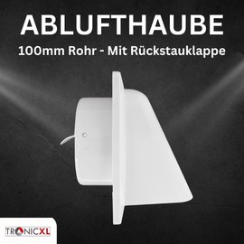 TronicXL Exhaust Hood 100 mm with Backflow Flap, Air Hood Ventilation Hood, Supply Air Hood, Outer Wall Ventilation Hood, Dryer Hood, Vent Hood, Check Valve, Outlet Hood