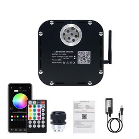 AKEPO 50W RGBW Twinkle Fiber Optic Light Engine Driver, Bluetooth APP Control+Music Activated+28-Key Remote Control for Home Fiber Optic Star Ceiling