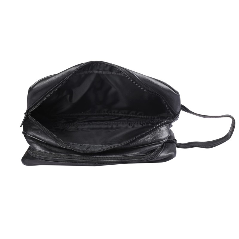 RAS Wallets Mens Large Genuine Leather Travel Overnight Wash Gym