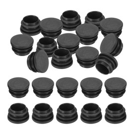 PATIKIL 1-1/8" Plastic Tubing End Caps, 24Pcs Round Hole Plug Insert for Round Iron Pipe Chair Leg Table Bookshelves Furniture, Black