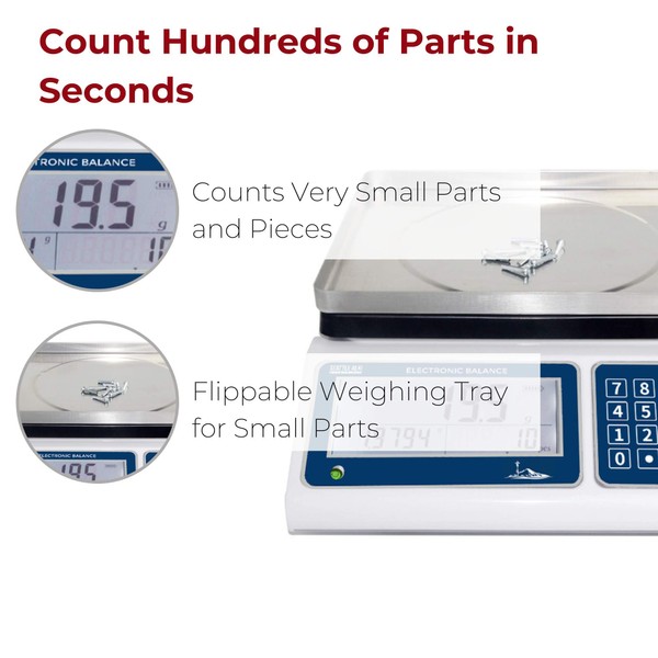 Seattle Alki Scientific Industrial Counting Scale, Digital Balance with 30kg Capacity & 0.5g Accuracy, Electronic Gram Scale Counts and Weighs Small Parts in Seconds, by Fristaden Lab