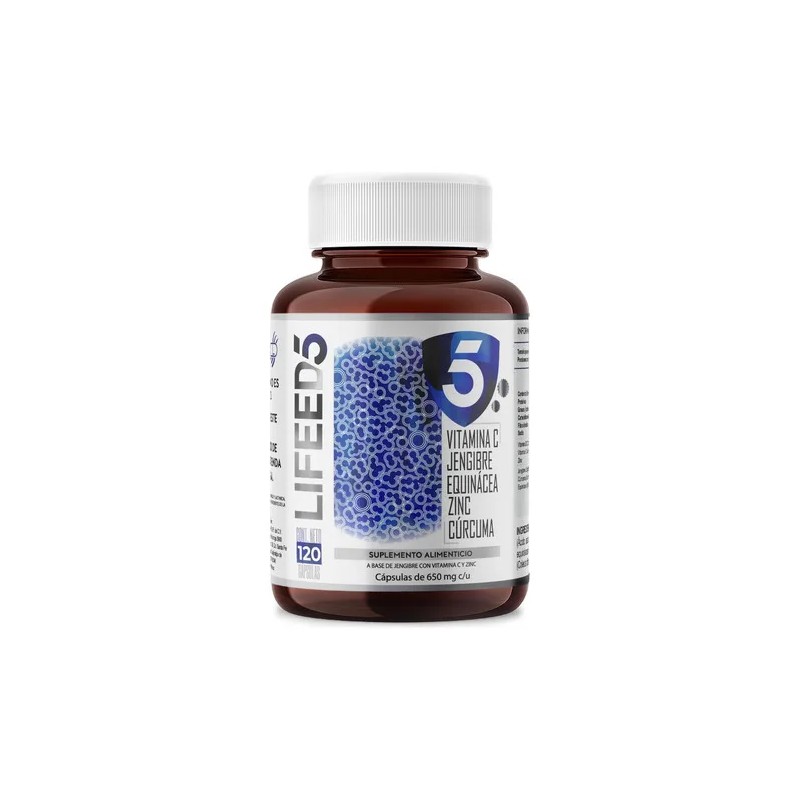 Vitamina C Vitamina D3 Equinácea Zinc Cúrcuma Lifeed5 Inmune Sin