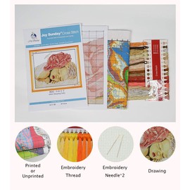 Aiorkeng - Kits de punto de cruz estampados, gama completa de kits de inicio de bordado para principiantes - Kits impresos Forest Princess 2 (impreso) 11CT 3 hebras 20.5 x 20.5 pulgadas