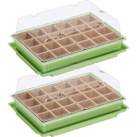 WELLGRO Mini Greenhouse for 24 Plants – Approx. 27 x 19 x 10 cm (L x W x H) Each Propagator, Green/Transparent, Plastic/Cellulose, Quantity Selectable, Quantity: 2 Pieces