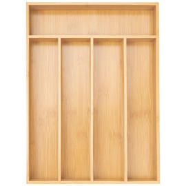 Besilord Bamboo Kitchen Drawer Organizer - Silverware Holder and Utensil Tray