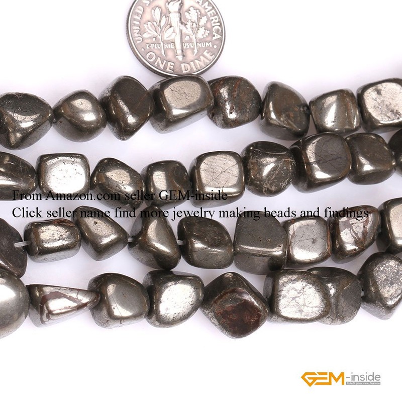 (8-12mm/Gray) - GEM-inside Pyrite Gemstone Loose Beads 8-12mm FreeForm Silver