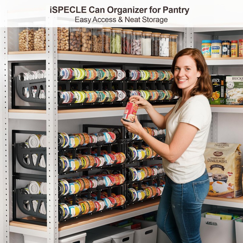 iSPECLE Can Organizer for Pantry, Hold 60 Cans Auto Rolling