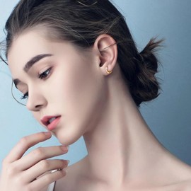 Hademade Small Gold Hoop Earrings for Women: Stainless Ssteel Huggie Earrings with CZ Statement Earrings Hypoallergenic 14k Gold Plated 6mm Hoop with CZ