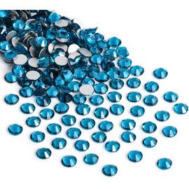 Jollin Glue Fix Flatback Rhinestones Glass Diamantes Gems for Nail Art (ss12 1440pcs, Blue Zircon)