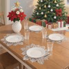 Christmas Snowflake Placemats Set of 6 Round Snow Tablemats, Silver