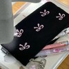 BlingKicks Black Bow Embroidery Pencil Case Pouch Organizer with Pins