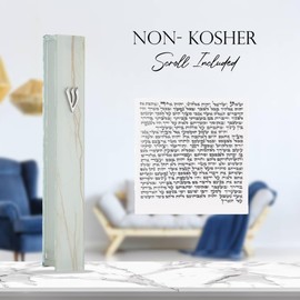 Modern Glass Mezuzah Case for Door with Non-Kosher Scroll Shatterd Glass Design Waterproof Mezuza Cover Home Blessing and Protection